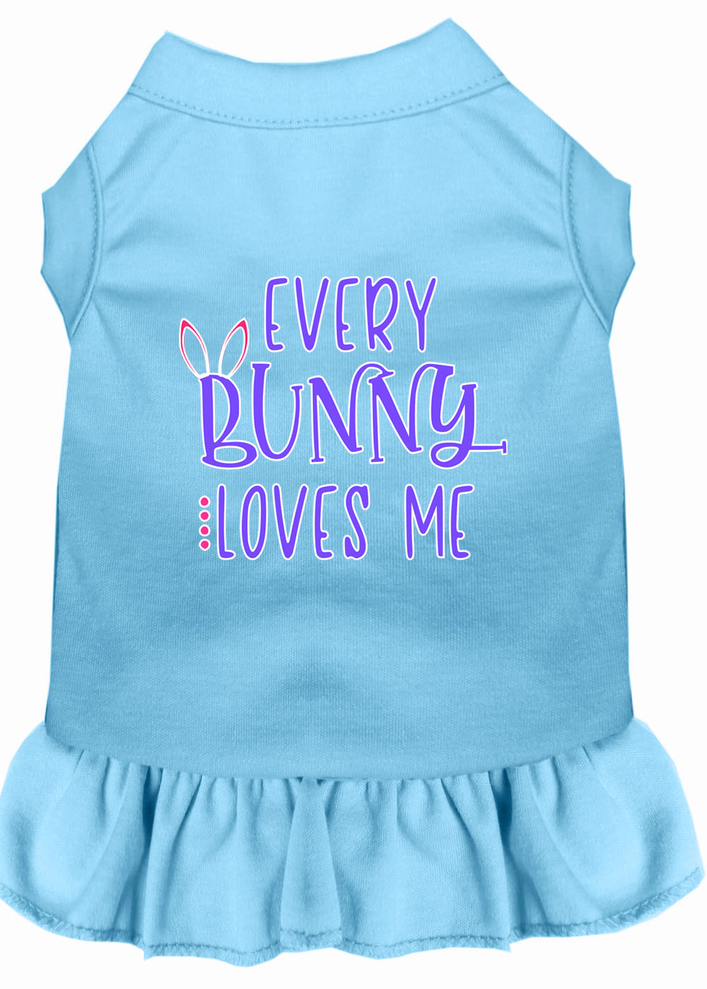 Every Bunny Loves me Screen Print Dog Dress Baby Blue XXL